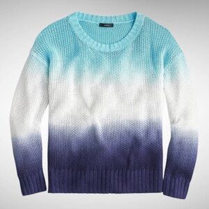 J. Crew Dip Dyed Beach Sweater Linen Crewneck Open Knit Coastal Relaxed Resort S
